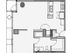 1 Bed 1 Bath Floor Plan 1p1