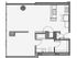 1 Bed 1 Bath Floor Plan 1m
