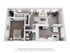 Modern 3D floor plan showcasing a spacious one-bedroom apartment with an open-concept living room, stylish kitchen, and convenient home office space.