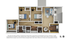 Contemporary floor plan showcasing 3 bedrooms, an inviting living space, modern kitchen, in unit washer and dryer, and private balcony.