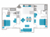 2 bed, 2 bath floorplan is 850 sq. ft.