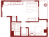 1 bed, 1 bath floorplan is 556 sq. ft.