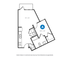 The 1 bedroom 1 bathroom courtyard floorplan is 559 sq. ft.