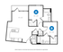 The 2 bedroom 2 bathroom stadium floorplan is 846 sq. ft.