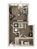 The 1 bedroom 1 bathroom classic floorplan is 576 sq. ft.