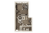 The 1 bedroom 1 bathroom plus floorplan is 608 sq. ft.
