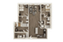 `The 3 bedroom 3 bathroom plus floorplan ranges from 1112-1144 sq. ft.
