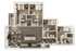 The 4 bedroom 4 bathroom courtyard deluxe floorplan is 1594 sq. ft.