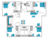 The 4 bedroom 4 bathroom floorplan is 1900 sq. ft.