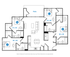 The 4 bedroom 4 bathroom floorplan is 1503 sq. ft.
