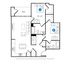 The 2 bedroom 2 bathroom plus is 888 sq. ft.