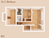 The 2 bedroom 1 bathroom deluxe floorplan is 873 sq. ft.