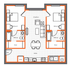 The 2 bedroom 2 bathroom floorplan is 981 sq. ft.