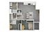 3D floor plan showcasing 2 bedrooms, a sleek open-plan living area, and a modern kitchen.