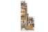 The 2 bedroom 2 bathroom dinkydome shared floorplan ranges from 886-1029 sq. ft. Select units are upgraded.