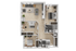 The 3 bedroom 2 bathroom plus floorplan is is 1226 sq. ft.