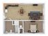 1 bed, 1 bath floorplan is 534 sq. ft.
