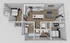 The 2 bed, 2 bath plus floorplan is 815 sq. ft.