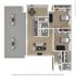 The 2 bedroom 3 bathroom penthouse is 1392 sq. ft.