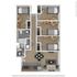 The 4 bedroom 2 bathroom floorplan is 943 sq. ft.