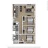 The 3 bedroom 2 bathroom plus floorplan is 856 sq. ft.