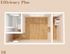 The efficiency plus floorplan is 294 sq. ft.