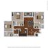 The 3 bedroom 3 bathroom floorplan is 1242 sq. ft.