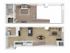 1 bed, 1.5 bath townhome floorplan is 670 sq. ft.