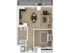 1 bed, 1 bath penthouse floorplan ranges from 505 to 540 sq. ft.