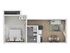 Chic 1-bedroom apartment floor plan with open living and dining area, modern kitchen, and elegant bathroom.