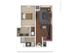 The 1 bedroom 1 bathroom floorplan ranges from 655-687 sq. ft.