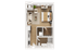 The studio floorplan ranges from 455-458 sq. ft.