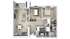 Modern 2D floor plan showcasing 2 bedrooms, a stylish open-plan living area, and a cozy kitchen, perfect for comfortable living.