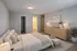 Elegantly designed bedroom featuring a cozy bed, stylish wooden furniture, soft ambient lighting, and serene neutral tones, perfect for relaxation and comfort.