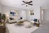 Contemporary living room with cozy seating, modern decor, and soft lighting, perfect for relaxation.