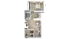 Modern 3D floor plan featuring a cozy bedroom, a sleek bathroom, an efficient kitchen, and a spacious living area perfect for work and relaxation.