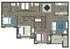 Modern 3-bedroom apartment floor plan featuring a spacious open living area, stylish kitchen, and two bathrooms, perfect for contemporary living.