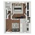 Chic open-concept apartment floor plan with a spacious bedroom, cozy living area, sleek kitchen, and modern bathroom.
