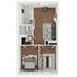 Inviting 3D floor plan featuring a master bedroom, cozy living area, modern kitchen, and compact bathroom, ideal for comfortable living.