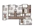 Modern floor plan with 3 bedrooms, open living area, sleek kitchen, and cozy patio, ideal for comfortable living.