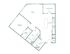 Modern floor plan showcasing a spacious bedroom with walk-in closet, open kitchen with island, inviting living area, and patio access.