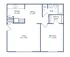 Modern floor plan of Park West Apartment featuring 1 bedroom, 1 bathroom, open living and dining area, spacious kitchen with pantry, and a walk-in closet, totaling 672 sq ft.