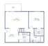 Plan 3 showcases a sleek 1-bedroom, 1-bathroom layout, spanning 754 sq ft with a spacious living area, modern kitchen, and inviting patio at Park West Apartment Homes.