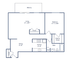 Modern 1-bedroom, 1-bath apartment floor plan 12B at Park West, featuring a spacious living area, cozy dining room, and private balcony, totaling 901 sq ft.