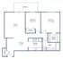 Elegant 2D floor plan displaying 2 bedrooms, 1 bath, a modern kitchen, and a spacious living area with balcony access, covering 901 sq ft.