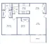 Elegant 2D floor plan of Park West apartment featuring 2 bedrooms, 2 bathrooms, an open kitchen, dining area, and a spacious living room with balcony, totaling 884 sq ft.