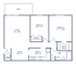 Plan 9 layout with 2 bedrooms and 1 bath, featuring a spacious living room, dining area, and kitchen. Includes a cozy patio and a convenient walk-in closet. Total area is 816 sq ft at Park West Apartment Homes.