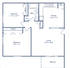 Plan 12a-south floor plan featuring 2 bedrooms, 1 bath, spacious living area, and kitchen, with a balcony, 858 sq ft.