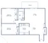 Modern floor plan showcasing 2 bedrooms, 1 bath, and an open living area with a balcony, spanning 888 sq ft.