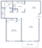 Plan B floor plan showcasing a 1 bedroom, 1 bath layout with a spacious living area, modern kitchen, and cozy dining space. Includes a balcony/patio, perfect for relaxation, spread across 650 sq ft.